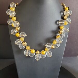 Kate Spade Clear & Gold Lucite Baubles Swing‎ Necklace Gold Plate Signed